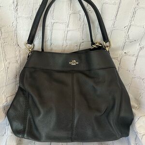 Coach Large Lexy Tri-Compartment Pebbled Leather Shoulder Bag